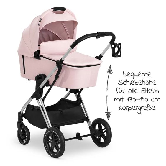 Hauck Kombi-Kinderwagen Vision X Duoset Silver (Sportwagen und Babywanne) inkl. XXL Zubehörpaket - Melange Rose