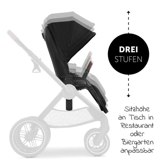 Hauck Kombi-Kinderwagen Walk N Care Air Set (mit Luftreifen) inkl. Babywanne, Sportsitz, Beindecke und Getränkehalter (bis 22kg belastbar) - Black