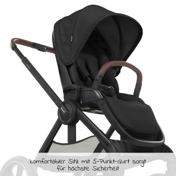 Hauck Kombi-Kinderwagen Walk N Care Air Set (mit Luftreifen) inkl. Babywanne, Sportsitz, Beindecke und Getränkehalter (bis 22kg belastbar) - Black