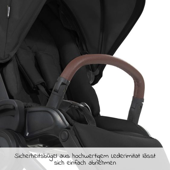 Hauck Kombi-Kinderwagen Walk N Care Air Set (mit Luftreifen) inkl. Babywanne, Sportsitz, Beindecke und Getränkehalter (bis 22kg belastbar) - Black