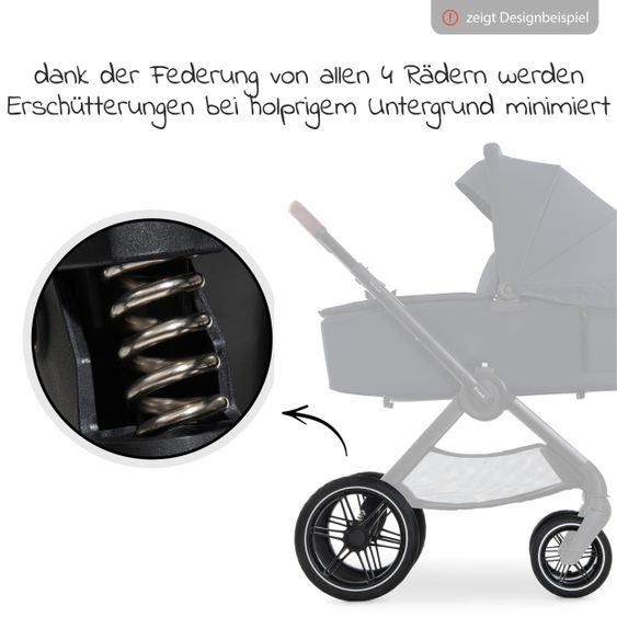 Hauck Kombi-Kinderwagen Walk N Care Air Set (mit Luftreifen) inkl. Babywanne, Sportsitz, Beindecke und Getränkehalter (bis 22kg belastbar) - Black