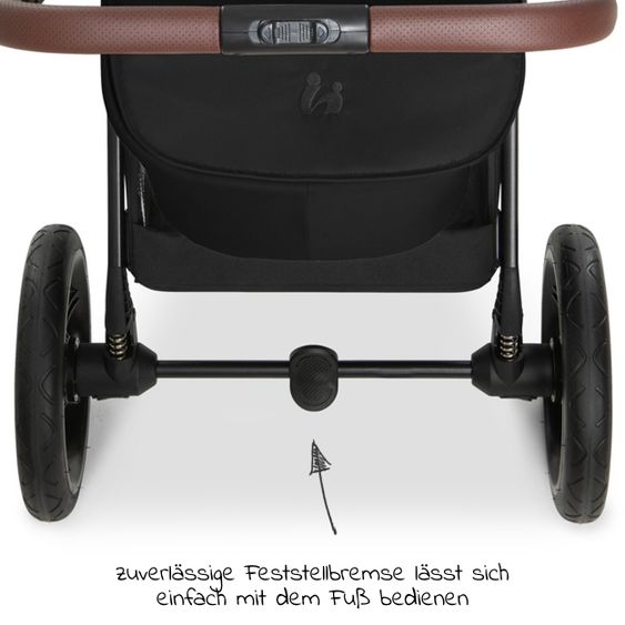 Hauck Kombi-Kinderwagen Walk N Care Air Set (mit Luftreifen) inkl. Babywanne, Sportsitz, Beindecke und Getränkehalter (bis 22kg belastbar) - Black