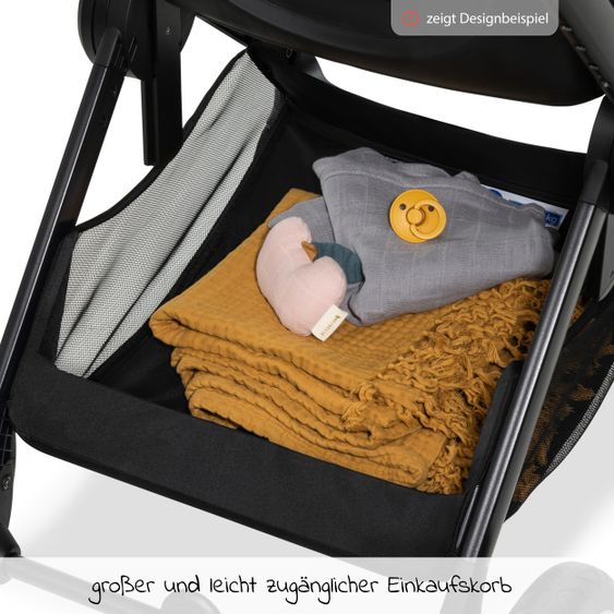 Hauck Kombi-Kinderwagen Walk N Care Air Set (mit Luftreifen) inkl. Babywanne, Sportsitz, Beindecke und Getränkehalter (bis 22kg belastbar) - Black