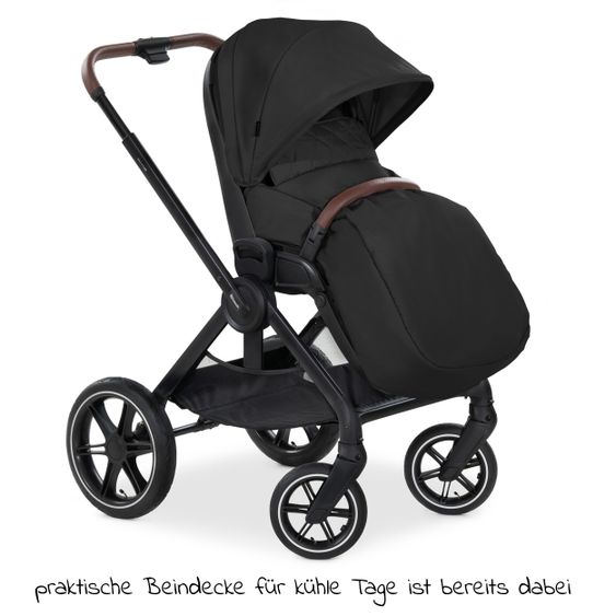 Hauck Kombi-Kinderwagen Walk N Care Air Set (mit Luftreifen) inkl. Babywanne, Sportsitz, Beindecke und Getränkehalter (bis 22kg belastbar) - Black