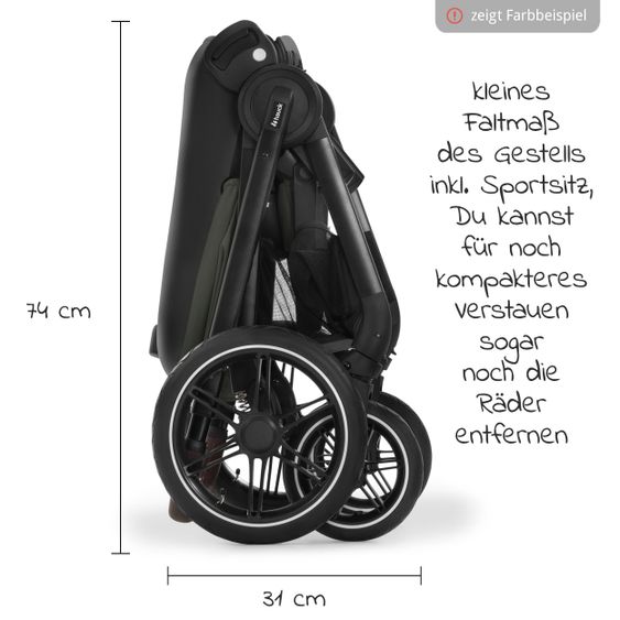 Hauck Kombi-Kinderwagen Walk N Care Air Set (mit Luftreifen) inkl. Babywanne, Sportsitz, Beindecke und Getränkehalter (bis 22kg belastbar) - Black