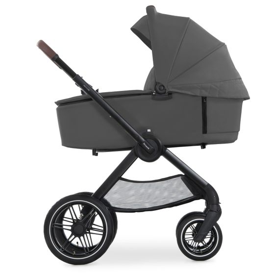 Hauck Kombi-Kinderwagen Walk N Care Air Set (mit Luftreifen) inkl. Babywanne, Sportsitz, Beindecke und Getränkehalter (bis 22kg belastbar) - Dark Grey