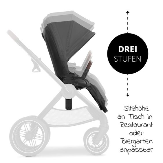 Hauck Kombi-Kinderwagen Walk N Care Air Set (mit Luftreifen) inkl. Babywanne, Sportsitz, Beindecke und Getränkehalter (bis 22kg belastbar) - Dark Grey