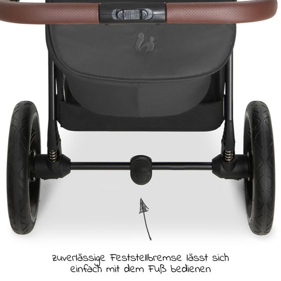 Hauck Kombi-Kinderwagen Walk N Care Air Set (mit Luftreifen) inkl. Babywanne, Sportsitz, Beindecke und Getränkehalter (bis 22kg belastbar) - Dark Grey