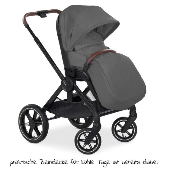 Hauck Kombi-Kinderwagen Walk N Care Air Set (mit Luftreifen) inkl. Babywanne, Sportsitz, Beindecke und Getränkehalter (bis 22kg belastbar) - Dark Grey