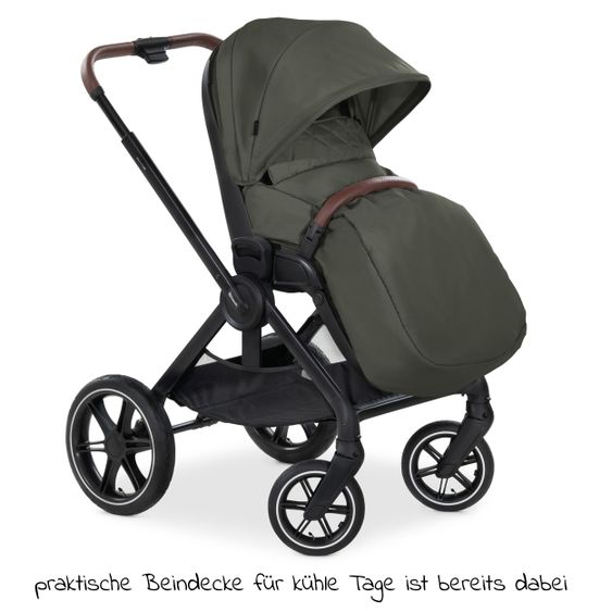 Hauck Walk N Care Air Set (con pneumatici) con navicella, seggiolino sportivo, coprigambe e portabicchieri (carico massimo 22 kg) - Dark Olive