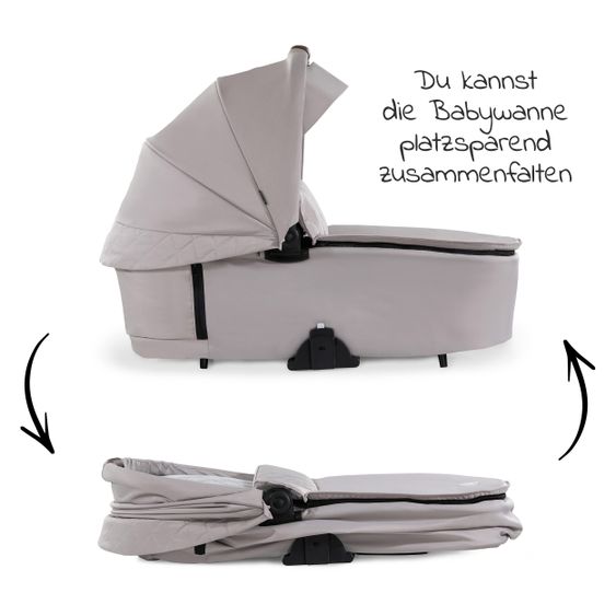 Hauck Kombi-Kinderwagen Walk N Care Set inkl. Babywanne, Sportsitz, Beindecke und XXL Zubehörpaket - Beige