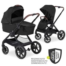 Kombi-Kinderwagen Walk N Care Set inkl. Babywanne, Sportsitz, Beindecke und XXL Zubehörpaket - Black