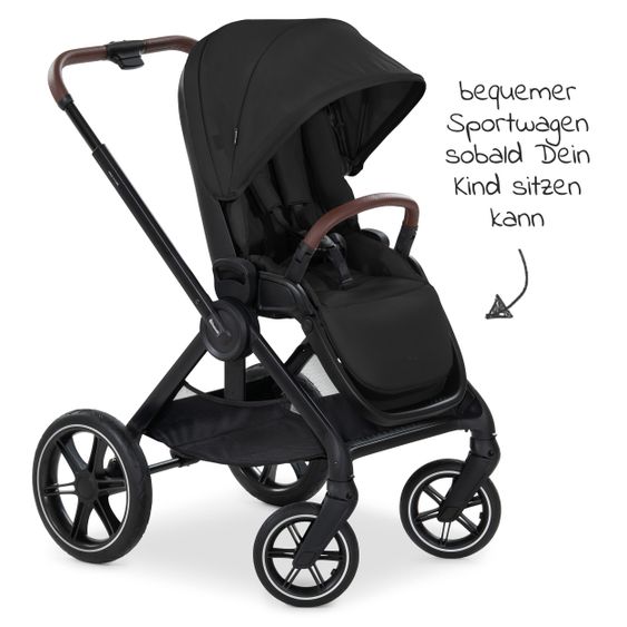 Hauck Combi Stroller Walk N Care Set incl. Baby Carrycot, Sport Seat, Leg Cover and XXL Accessory Pack - Black