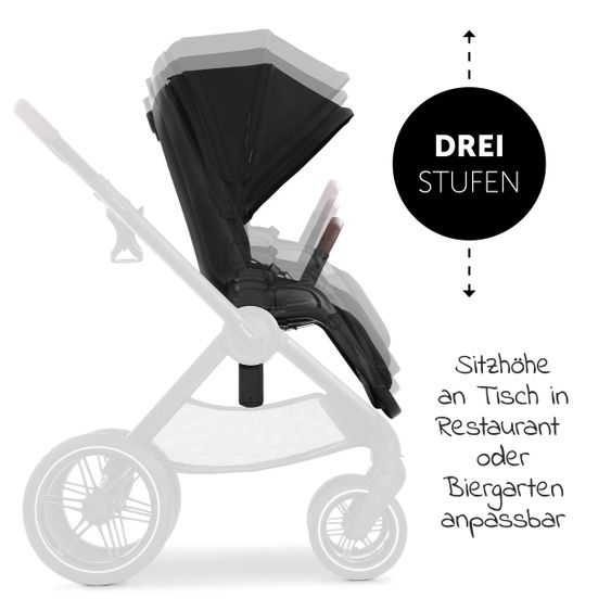 Hauck Combi Stroller Walk N Care Set incl. Baby Carrycot, Sport Seat, Leg Cover and XXL Accessory Pack - Black