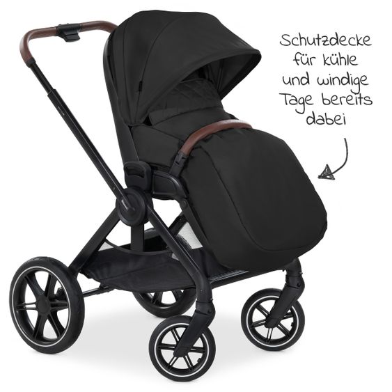 Hauck Combi Stroller Walk N Care Set incl. Baby Carrycot, Sport Seat, Leg Cover and XXL Accessory Pack - Black