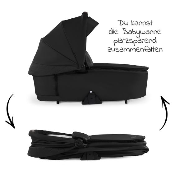 Hauck Combi Stroller Walk N Care Set incl. Baby Carrycot, Sport Seat, Leg Cover and XXL Accessory Pack - Black