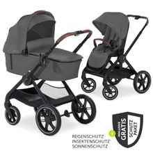 Set passeggino Walk N Care Combi con navicella, sedile sportivo, coprigambe e pacchetto accessori XXL - Grigio scuro