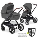 Hauck Kombi-Kinderwagen Walk N Care Set inkl. Babywanne, Sportsitz, Beindecke und XXL Zubehörpaket - Dark Grey