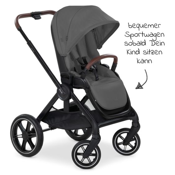 Hauck Combi stroller Walk N Care Set incl. carrycot, sport seat, leg cover and XXL accessories package - Dark Grey