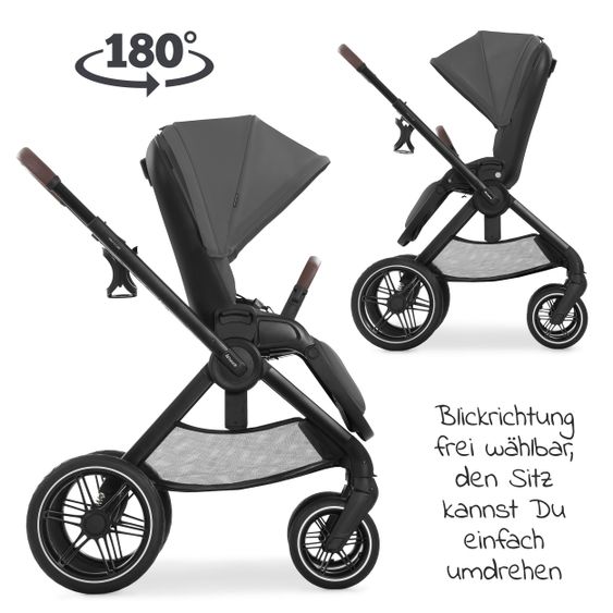 Hauck Combi stroller Walk N Care Set incl. carrycot, sport seat, leg cover and XXL accessories package - Dark Grey