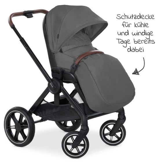 Hauck Combi stroller Walk N Care Set incl. carrycot, sport seat, leg cover and XXL accessories package - Dark Grey