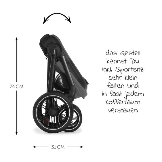 Hauck Combi stroller Walk N Care Set incl. carrycot, sport seat, leg cover and XXL accessories package - Dark Grey