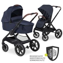 Set passeggino Walk N Care Combi con navicella, seggiolino sportivo, coprigambe e pacchetto accessori XXL - Blu navy scuro