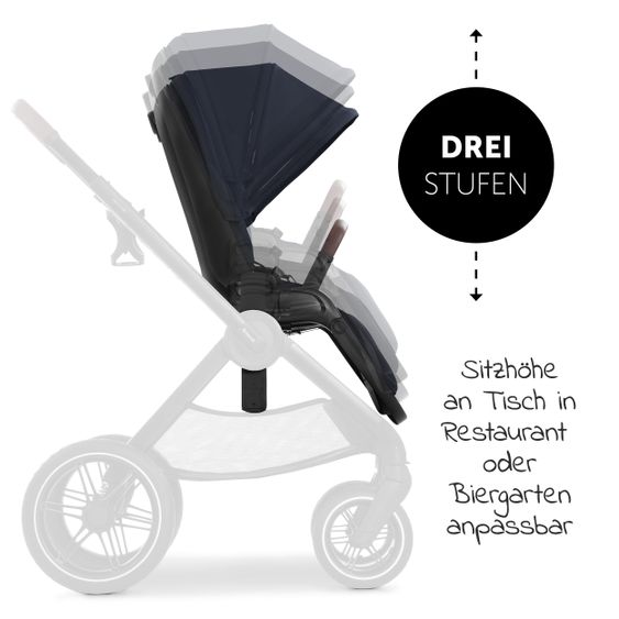 Hauck Walk N Care Combi Stroller Set incl. Carrycot, Sport Seat, Leg Cover and XXL Accessory Pack - Dark Navy Blue