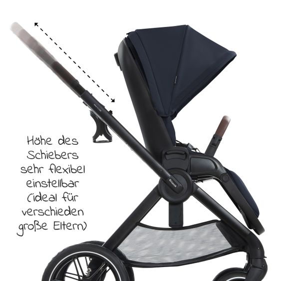 Hauck Walk N Care Combi Stroller Set incl. Carrycot, Sport Seat, Leg Cover and XXL Accessory Pack - Dark Navy Blue