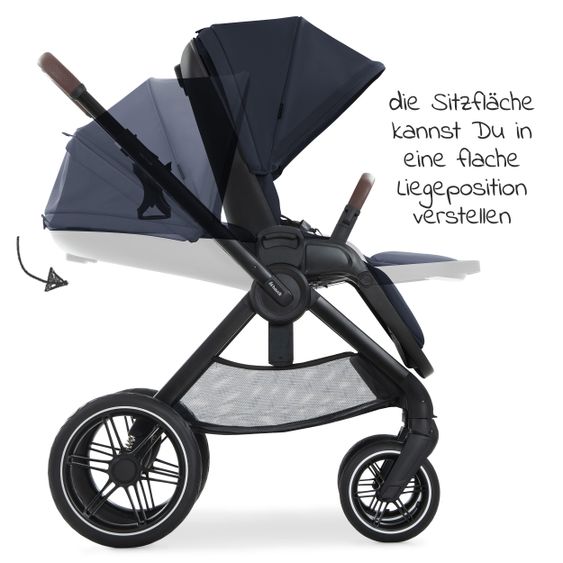 Hauck Walk N Care Combi Stroller Set incl. Carrycot, Sport Seat, Leg Cover and XXL Accessory Pack - Dark Navy Blue