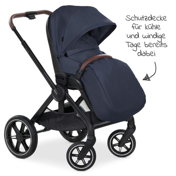 Hauck Walk N Care Combi Stroller Set incl. Carrycot, Sport Seat, Leg Cover and XXL Accessory Pack - Dark Navy Blue