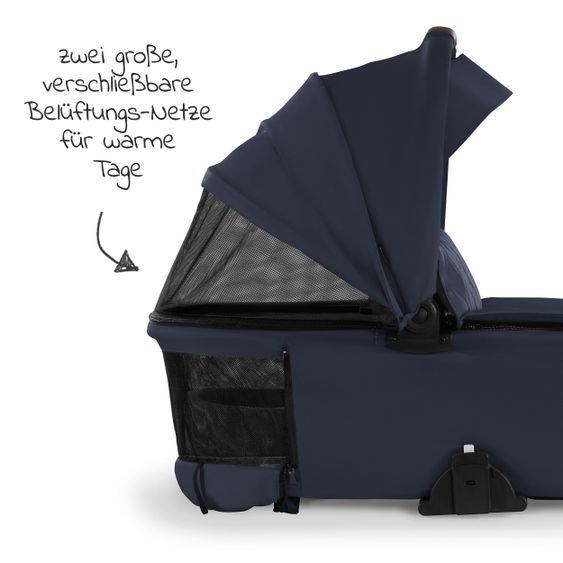 Hauck Walk N Care Combi Stroller Set incl. Carrycot, Sport Seat, Leg Cover and XXL Accessory Pack - Dark Navy Blue