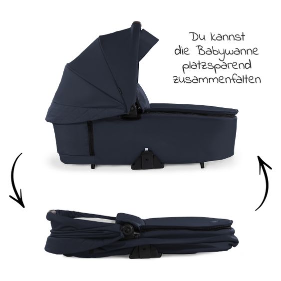 Hauck Walk N Care Combi Stroller Set incl. Carrycot, Sport Seat, Leg Cover and XXL Accessory Pack - Dark Navy Blue