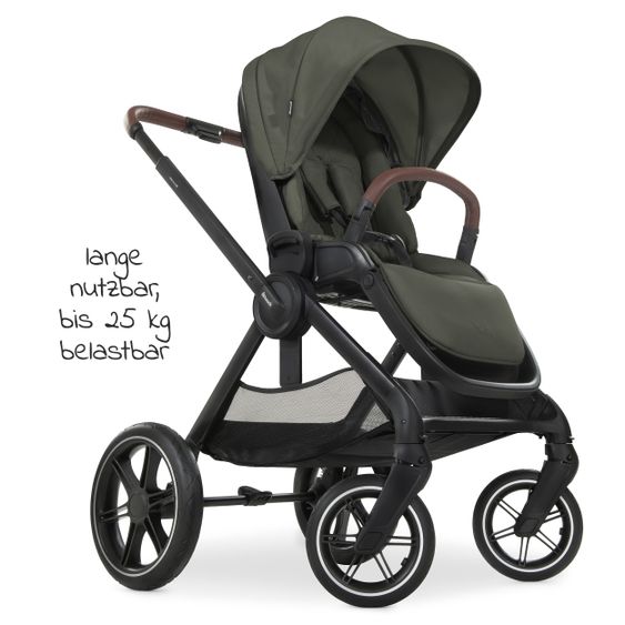 Hauck Kombi-Kinderwagen Walk N Care Set inkl. Babywanne, Sportsitz, Beindecke und XXL Zubehörpaket - Dark Olive