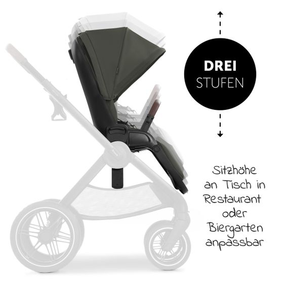 Hauck Kombi-Kinderwagen Walk N Care Set inkl. Babywanne, Sportsitz, Beindecke und XXL Zubehörpaket - Dark Olive