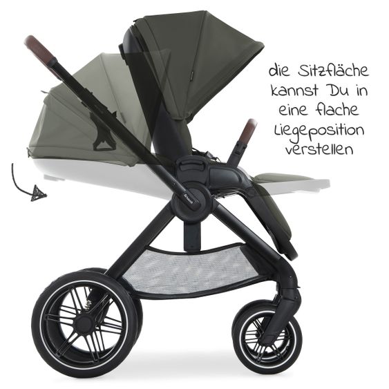 Hauck Kombi-Kinderwagen Walk N Care Set inkl. Babywanne, Sportsitz, Beindecke und XXL Zubehörpaket - Dark Olive