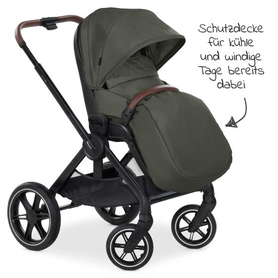 Hauck Kombi-Kinderwagen Walk N Care Set inkl. Babywanne, Sportsitz, Beindecke und XXL Zubehörpaket - Dark Olive