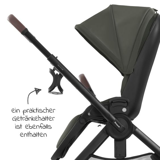 Hauck Kombi-Kinderwagen Walk N Care Set inkl. Babywanne, Sportsitz, Beindecke und XXL Zubehörpaket - Dark Olive