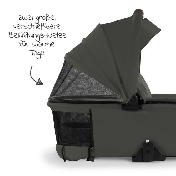 Hauck Kombi-Kinderwagen Walk N Care Set inkl. Babywanne, Sportsitz, Beindecke und XXL Zubehörpaket - Dark Olive