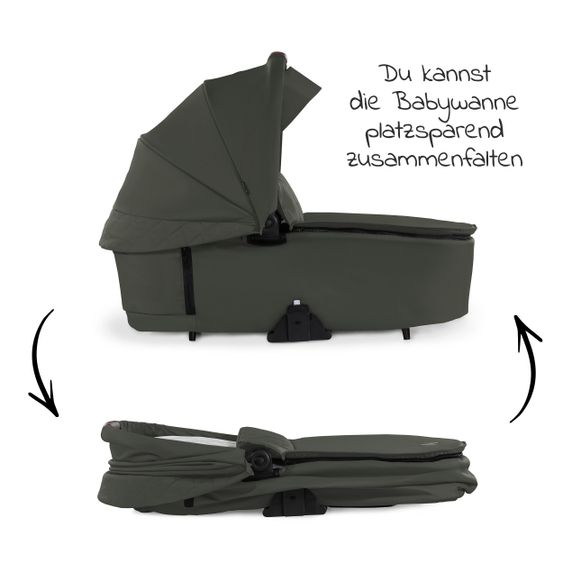 Hauck Kombi-Kinderwagen Walk N Care Set inkl. Babywanne, Sportsitz, Beindecke und XXL Zubehörpaket - Dark Olive