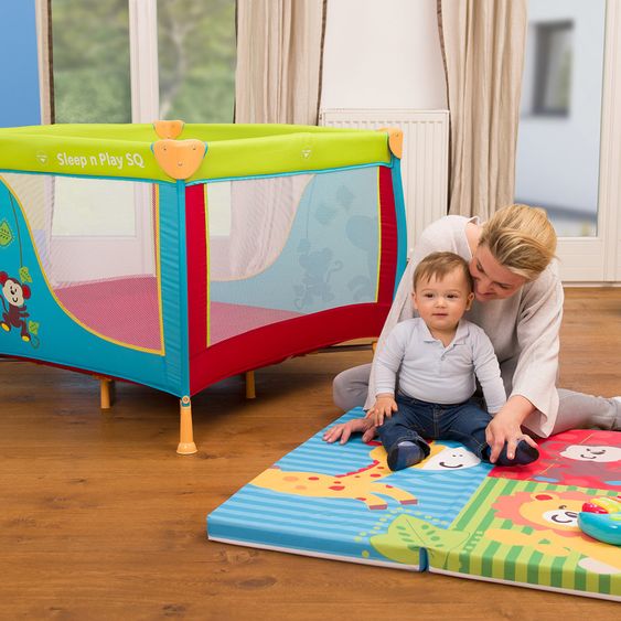 Hauck Laufgitter-Matratze Slepper SQ - 90 x 90 cm - Jungle Fun
