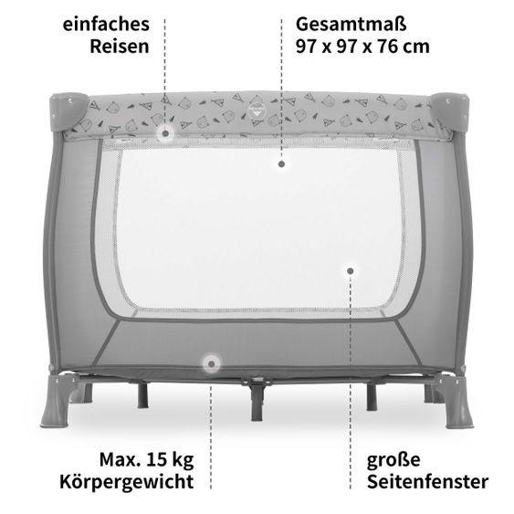 Hauck Playpen Sleep'n Play SQ - (90 x 90 cm) - Nordic Grey