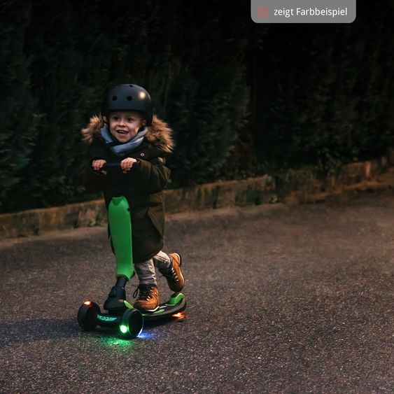 Hauck Laufrad Skootie - Rutscher und Scooter für Kinder von 1-5 Jahre (LED Lichter & Fußbremse) - Neon Blau