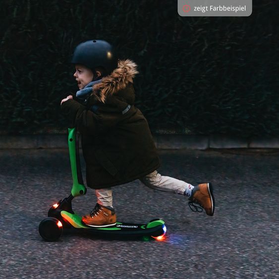 Hauck Laufrad Skootie - Rutscher und Scooter für Kinder von 1-5 Jahre (LED Lichter & Fußbremse) - Neon Blau