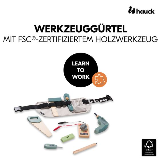 Hauck Learn to Work - 9-tlg. Werkzeug-Set inkl. Gürtel für kleine Handwerker