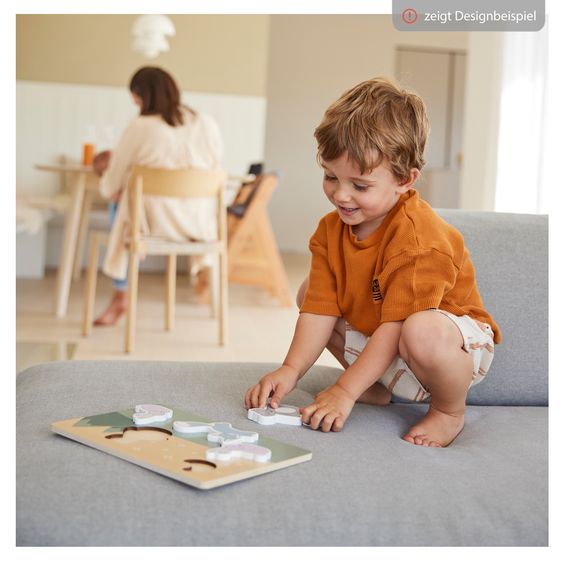 Hauck Learning Tower / Children's Chair for Kitchen Learn N Explore incl. Wooden Peg Puzzle Puzzle N Fit - Natural