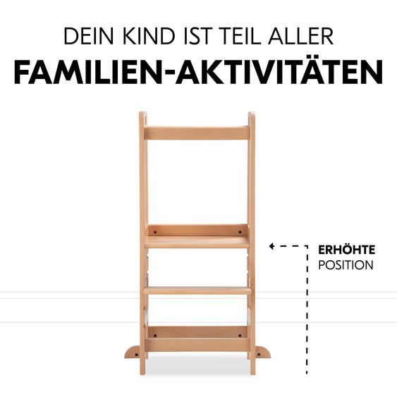 Hauck Learning Tower / Children's Chair for Kitchen Learn N Explore incl. Wooden Peg Puzzle Puzzle N Fit - Natural