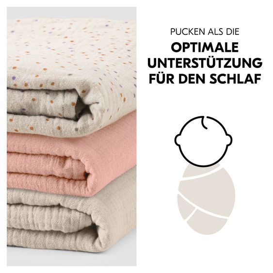 Hauck Mullwindeln / Mulltücher / Spucktücher Cuddle N Clean - 3er Set 80 x 80 cm - Beige Dots / Cork / Beige