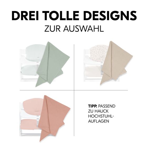 Hauck Mullwindeln / Mulltücher / Spucktücher Cuddle N Clean - 3er Set 80 x 80 cm - Sage / Beige / Cork