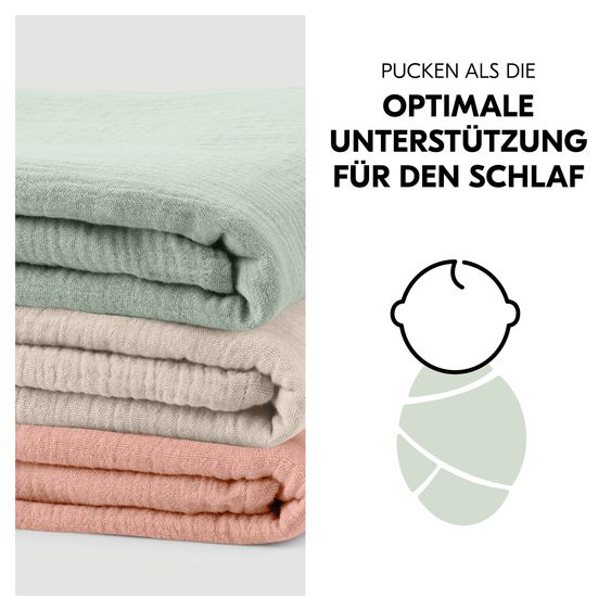 Hauck Mullwindeln / Mulltücher / Spucktücher Cuddle N Clean - 3er Set 80 x 80 cm - Sage / Beige / Cork